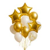 Gold Celebration Latex &amp; Foil Balloon Bundle - Pack of 12 image