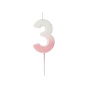 Pink Ombre Number '3' Candle image