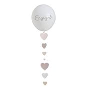 ENGAGED LATEX BALLOON &amp; TRAILING HEART TAIL 46CM image