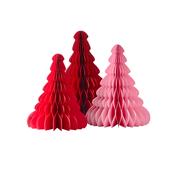Pink &amp; Red Card Honeycomb Trees - Pack of 3