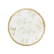 Gold 'Merry Christmas' Paper Plates - Pack of 8