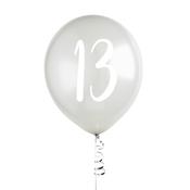 Silver Number '13' Latex 12'' Balloons - Pack of 5 image