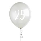 Silver Number '25' Latex 12" Balloons - Pack of 5 image