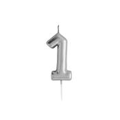 Silver Number '1' Candle image