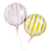 Pink &amp; Yellow Stripe 18" Foil Balloons - Pack of 2 image
