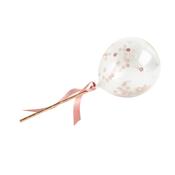 Rose Gold Mini Confett Filled 5" Latex Balloons Wands 5 Pack