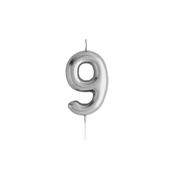 Silver Number '9' Candle image