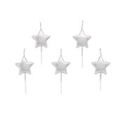 Silver Metallic Star Candles - Pack of 5 image