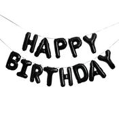 Black 'Happy Birthday' 16" Foil Balloon Garland image