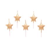 Gold Metallic Star Candles - Pack of 5 image