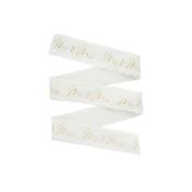 Gold 'Mr &amp; Mrs' Frayed White Cotton Ribbon - 25mm x 5m image