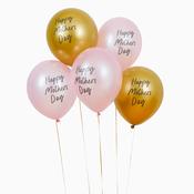 Pink &amp; Gold 'Happy Mother's Day' 12" Latex Balloons - Pack of 5 image