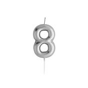 Silver Number '8' Candle image