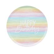 Eco Rainbow 'Happy Birthday' Paper Plates - Pack of 8