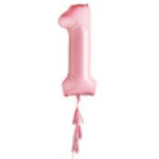 Pastel Pink '1' Foil 40" Balloon &amp; Tassels image