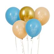 Blue Nude &amp; Gold 'Baby Boy' 12" Latex Balloons- Pack of 5 image