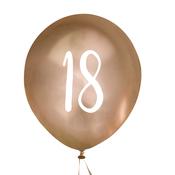 Gold Number '18' Latex 12" Balloons - Pack of 5 image