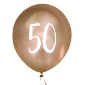 Gold Number '50' Latex 12" Balloons - Pack of 5 image