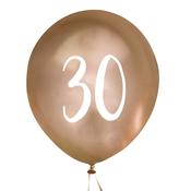Gold Number '30' Latex 12" Balloons - Pack of 5 image