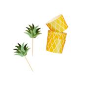 Tropical Pineapple Food Picks &amp; Food Cups Set - Pack of 10