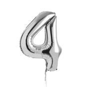 Silver Number '4' Foil 34" Balloon image