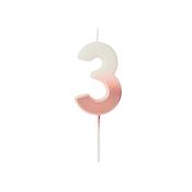 Rose Gold Ombre Number '3' Candle image