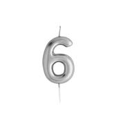 Silver Number '6' Candle image
