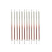Rose Gold Ombre Tall Skinny Candles - Pack of 12