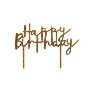 Gold 'Happy Birthday' Glitter Acrylic Cake Topper