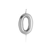 Silver Number '0' Candle image