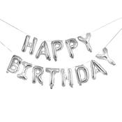 Silver 'Happy Birthday' 16'' Foil Balloon Garland image