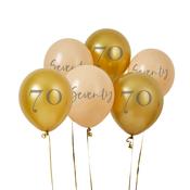 Gold &amp; Nude 'Seventy' 12" Latex Balloons - Pack of 6 image