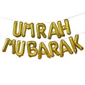 Gold 'Umrah Mubarak' 16" Foil  Balloon Garland image