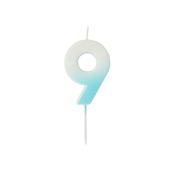 Blue Ombre Number '9' Candle image