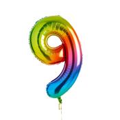 Rainbow Number '9' Foil 34" Balloon image