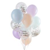 Pastel 'Happy Birthday To You' 12" Latex Balloon Bundle - Pack of 12 image