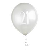 Silver Number '21' Latex 12" Balloons - Pack of 5 image