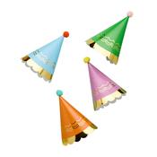 Premium Bright Party Hats with Pom Poms - Pack of 8 image