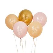 Pink  Nude &amp; Gold 'Baby Girl' 12" Latex Balloons - Pack of 5 image