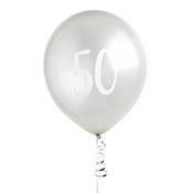Silver Number '50' Latex 12" Balloons - Pack of 5 image