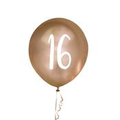 Gold Number '16' Latex 12'' Balloons - Pack of 5 image