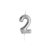 Silver Number '2' Candle image