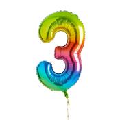 Rainbow Number '3' Foil 34" Balloon image