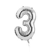 Silver Number '3' Foil 34" Balloon image