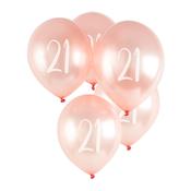 Rose Gold '21' Latex 12" Balloons 5 Pack image