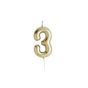 Gold Number '3' Candle image