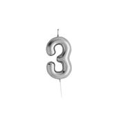 Silver Number '3' Candle image