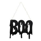Halloween 'Boo' Black Glitter Acrylic Sign -25 x 20.5cm