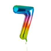 Rainbow Number '7' Foil 34" Balloon image