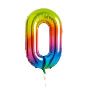 Rainbow Number '0' Foil 34" Balloon image